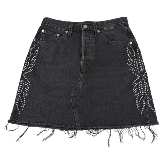 Levi's High-Rise Studded Denim Skirt Size 25 - Picture 4 of 9